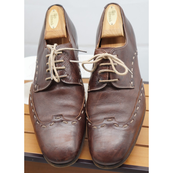 VINTAGE MEZLAN MEN\'S LEATHER LACE UP SHOES BROWN SIZE 8.5 M Made in Spain main image 4